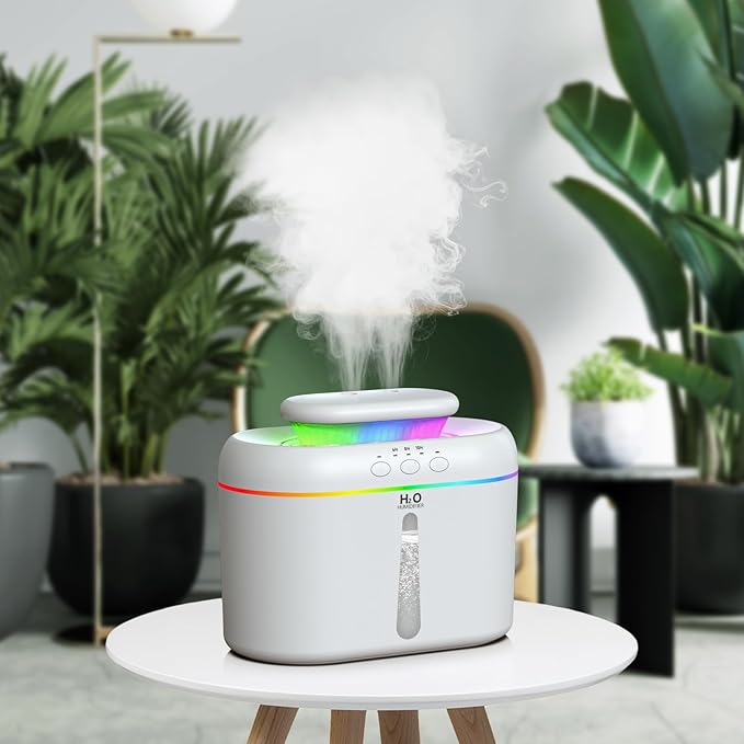 2L humidifiers for bedroom Large Room Home Ultra-Quiet 28 dB Quiet Supersized Cool Mist Air Humidifier for Baby Nursery,Dual Nozzie,Easy to Clean & Fill, 7 Color NightLight