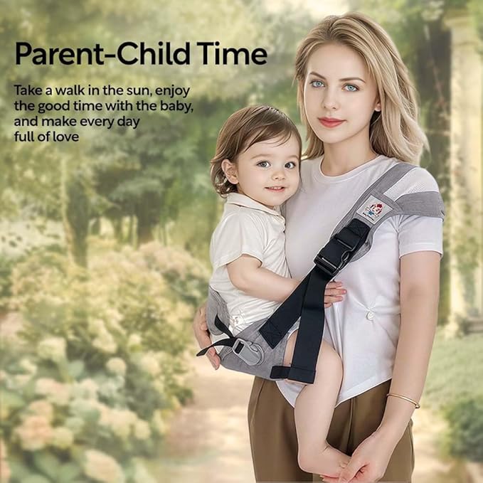 Baby Sling Carrier with Hip Seat - Breathable & Adjustable, Anti-Slip Design for Infants 0-36 Months, ASTM Certified, Ergonomic Hands-Free Carrier Carrying 8-35lbs (Gray)