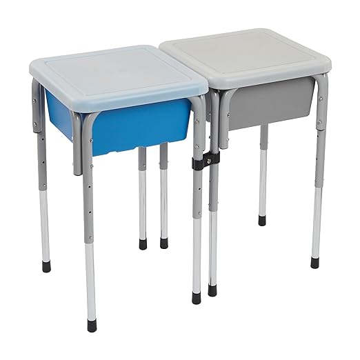 ECR4Kids 2-Station Sand and Water Adjustable Play Table, Sensory Bins, Grey/French Blue