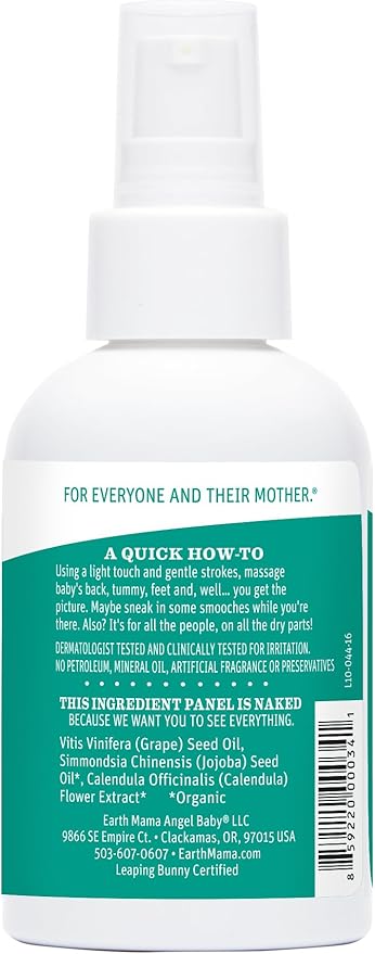 Earth Mama Calendula Baby Oil | Massage Oil for Newborn Skin Care, Dry Skin & Scalp Moisturizer, Fragrance Free, 4-Fluid Ounce (2-Pack)