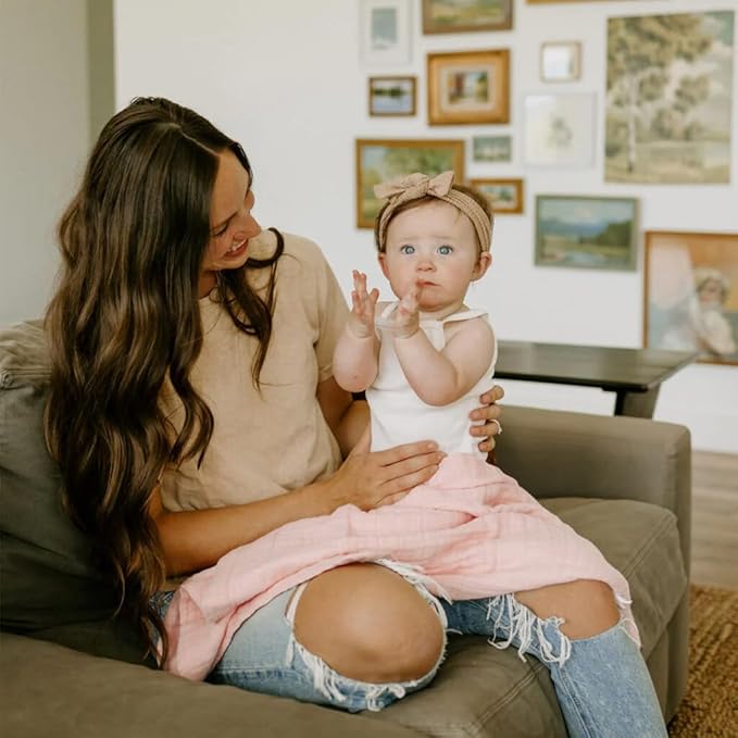 Little Unicorn New LU Cotton Muslin Baby Quilt - Light Pink, 30x40'