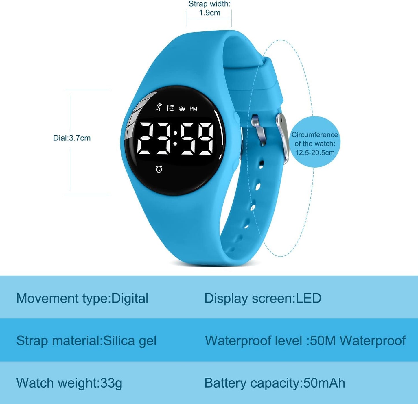 Kids Watches for Girls Boys Digital Sport Watch with Step Counter Pedometer Vibration Alarm Clock, No App Waterproof Fitness Tracker Kids Watch Boys Girls Teens Students Ages 5-16
