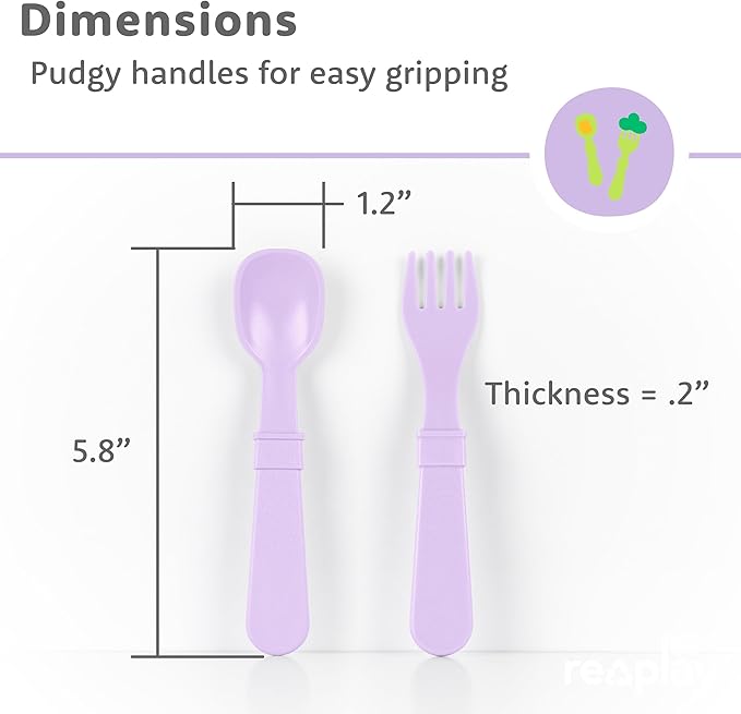 Re-Play Toddler Forks and Spoons Set - 4x4 Utensils Set for Kids - Dishwasher and Microwave Safe - Made in USA - Pack of 8-5.8" x 1.2" x 0.2" - Princess