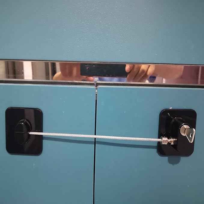 YEYA Upgraded Refrigerator Lock 2 Pack, Mini Fridge Lock for Kids, Child Safety Cabinet Doors