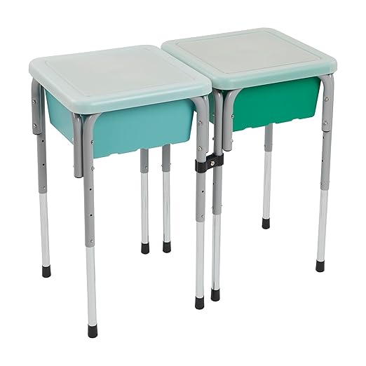 ECR4Kids 2-Station Sand and Water Adjustable Play Table, Sensory Bins, Seafoam/Emerald