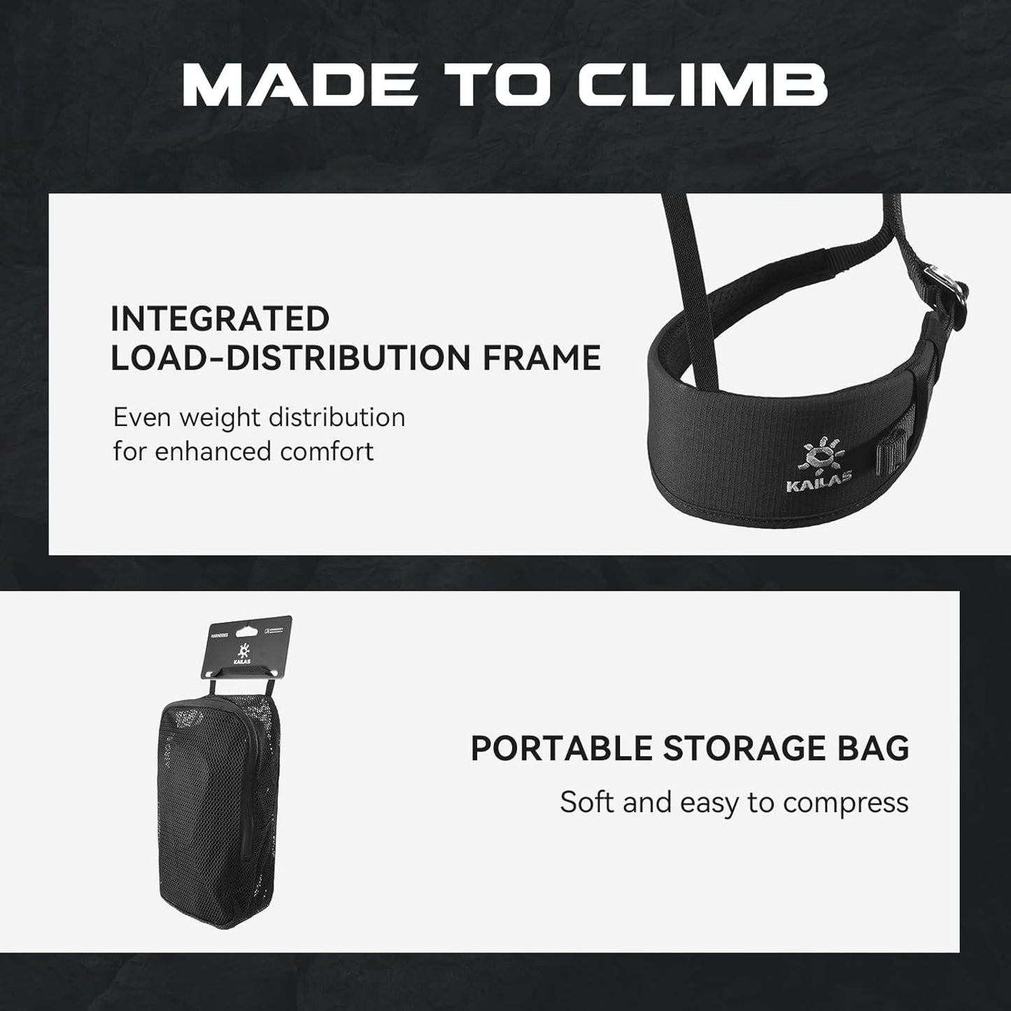 KAILAS Kids Rock Climbing Harness Child Safety Belt Climbing Gear Adjustable Lightweight Indoor Gyms Beginners Youth