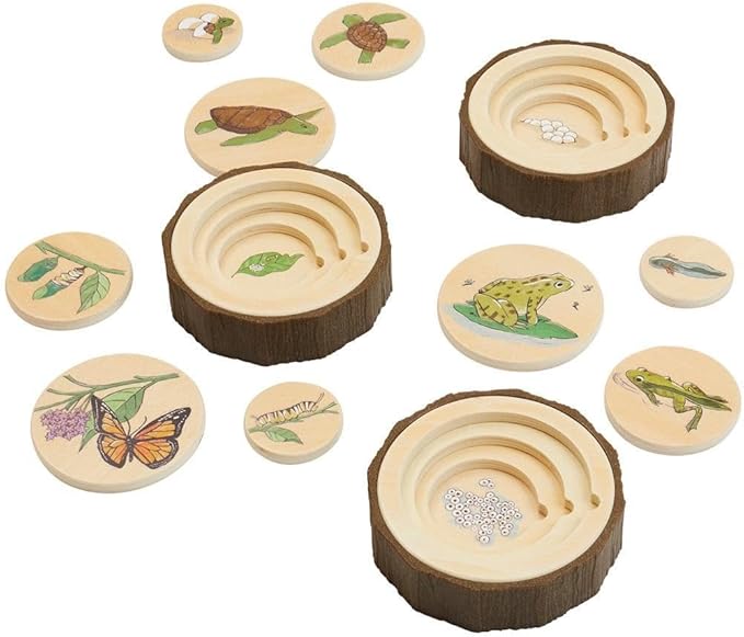Kaplan Early Learning Lifecycle Puzzles - Set of 3 - Nature-Inspired Montessori Nesting Science Toys for Toddlers Ages 2+