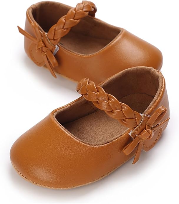 COSANKIM Baby Girls Mary Jane Flats Shoes Anti-Slip Rubber Sole Infant Toddler Princess Wedding Dress Shoes