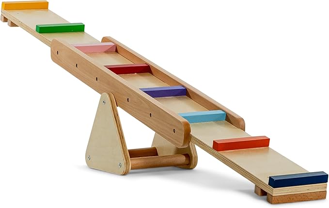 Avenlur Willow Rainbow Seesaw and Balance Beam: Montessori and Waldorf Inspired Gym Equipment for Toddlers & Kids (2-4 yrs), up to 110lbs! Enhance Balance & Coordination with Indoor Play Fun!