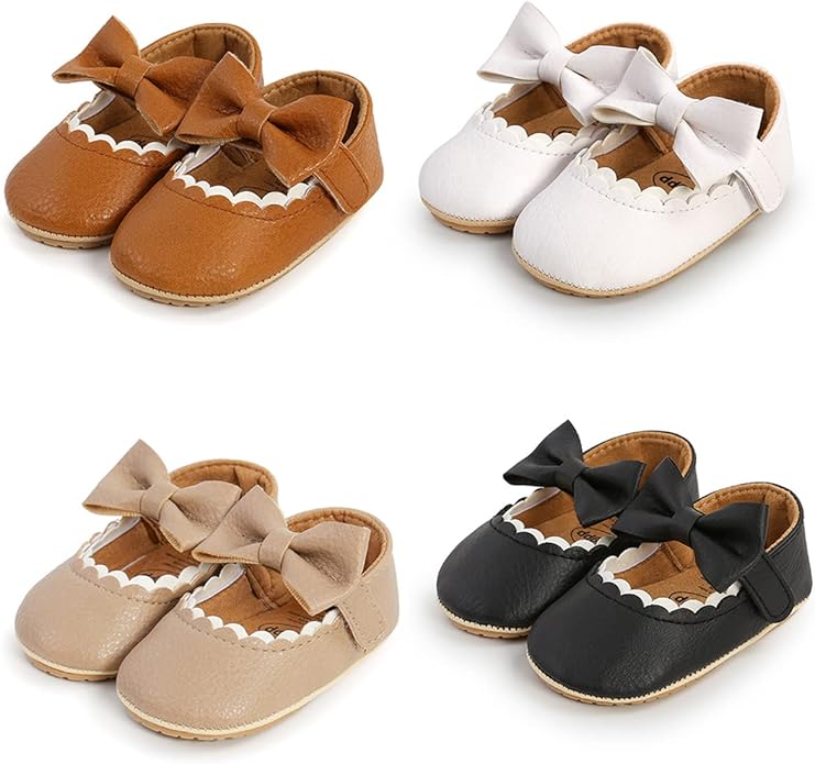 COSANKIM Baby Girls Mary Jane Flats Shoes Anti-Slip Rubber Sole Infant Toddler Princess Wedding Dress Shoes
