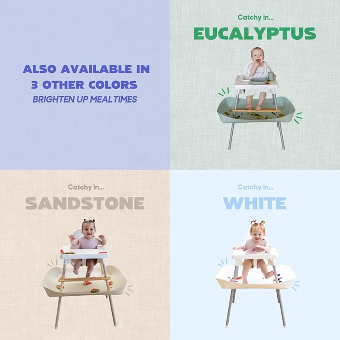 CATCHY -Food Catcher- Compatible with IKEA Antilop High Chair + 11 Other High Chairs -Highchair Sold Separately- Baby & Toddler Food & Mess Catcher -Premium Linen Inspired- Under High Chair Accessory