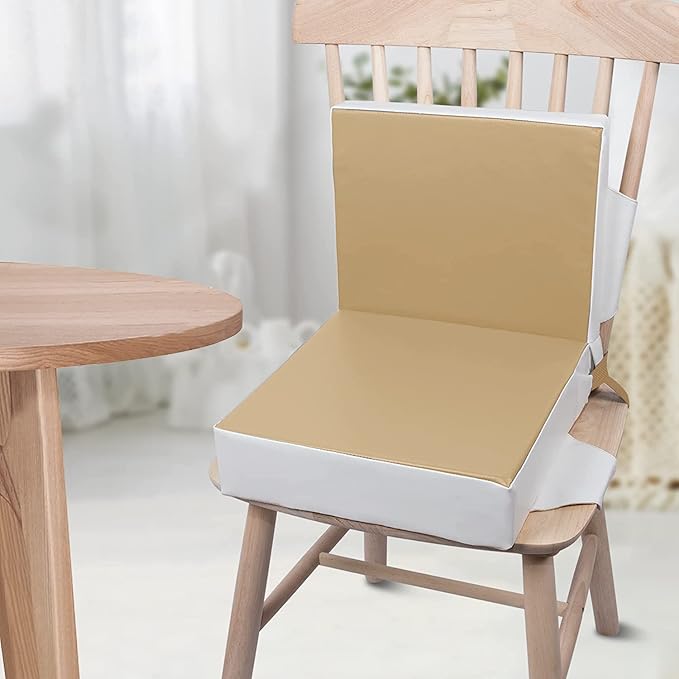 Kalawen Upgraded 2Pcs PU Washable Straps Safety Buckle Toddler Booster Seat for Kitchen Chair, Portable Travel