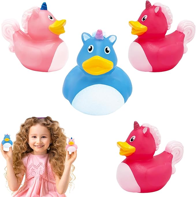 The Dreidel Company Unicorn Rubber Duck Toy Duckies for Kids, Bath Birthday Baby Showers Summer Beach and Pool Activity, 2" (12-Pack)
