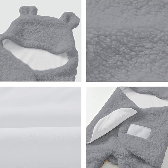 Baby Swaddle Blanket Boys Girls Cute Plush Receiving Blanket Ultra-Soft Newborn Sleeping Wraps for Infant 0-6 Months - Grey