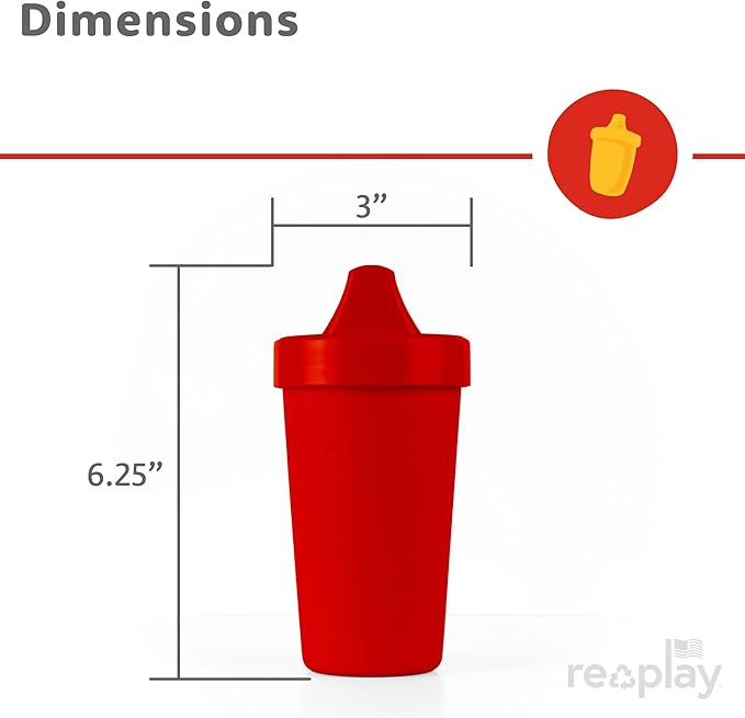 Re-Play Spill-Proof Sippy Cups - Reusable 10 Oz Set of 6, Dishwasher & Microwave Safe, Made in USA, Crayon Box