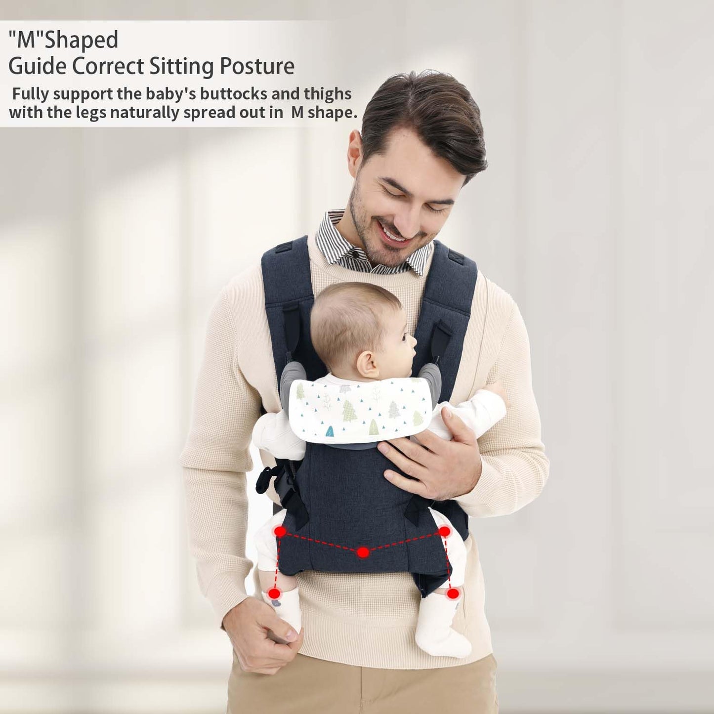 Baby Sling Carrier,4-in-1 Ergonomic Baby Backpack Front Carrier,Newborn to Toddler Wrap Lightweight Adjustable Baby Sling,DarkBlue