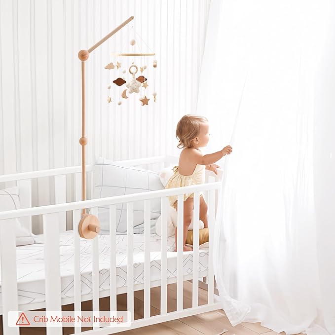 let's make Baby Crib Mobile Arm - 36 Inch Wooden Mobile Arm Upgraded Adjustable Mobile Holder for Crib Mobile Hanger Baby Crib Attachment Nursery Decor