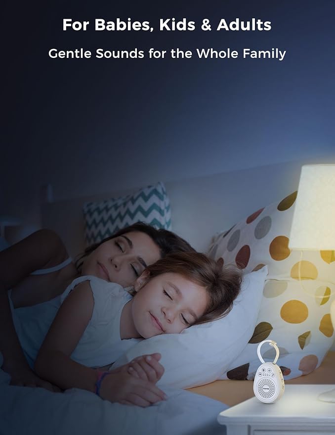 FOXFINE White Noise Machine, Portable Sound Machine with 30 Soothing Sounds, Timer, for Sleeping, Baby, Adults, Home & Travel, White