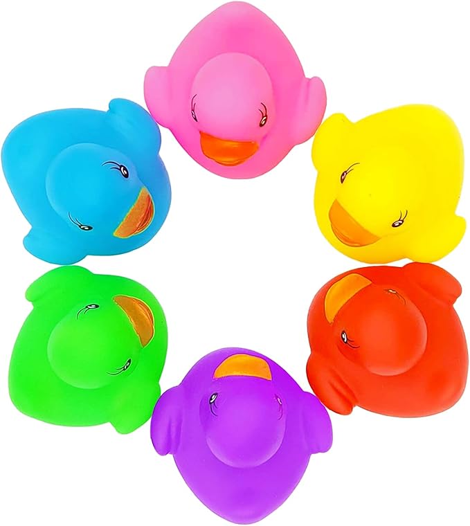 The Dreidel Company Classic Rubber Duck Toy Duckies for Kids, Six Solid Colors, Bath Birthday Gifts Baby Showers Classroom Summer Beach and Pool Activity, 2" (500-Pack)