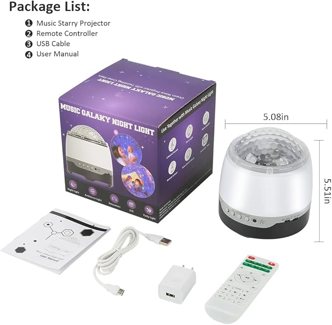 Star Projector, LED Night Light White Noise Sound Machine, 8 Soother Sounds, 10 Light Modes, Music Speaker, Timer and Brightness Adjustable, Sleep Therapy for Baby Nursery Kids Adults Bedroom