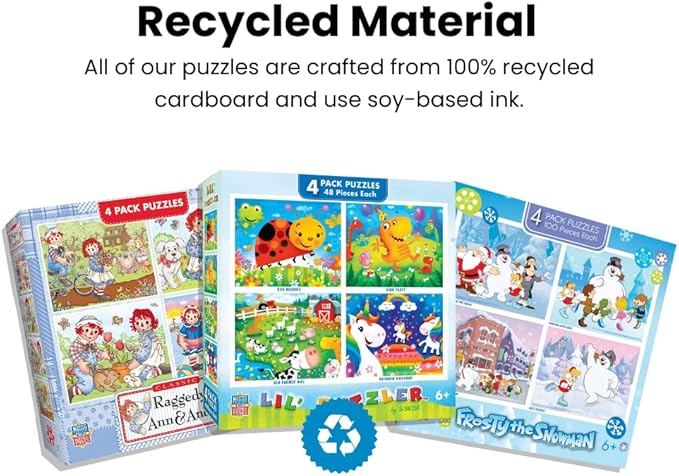 MasterPieces – Jigsaw Puzzle Set for Kids 6+ Years, 4-Pack of 100 Pieces, Educational and Fun Game, Caterpillar Collection, Gift Idea for Children, 8" x 10