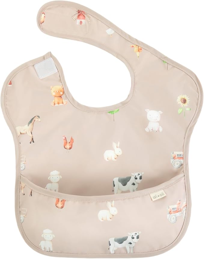 Ali+Oli Smock Bibs for Babies, BPA-Free Oeko-Tex Certified, Waterproof Baby Smock, Machine Washable, Toddlers Ages 6m+