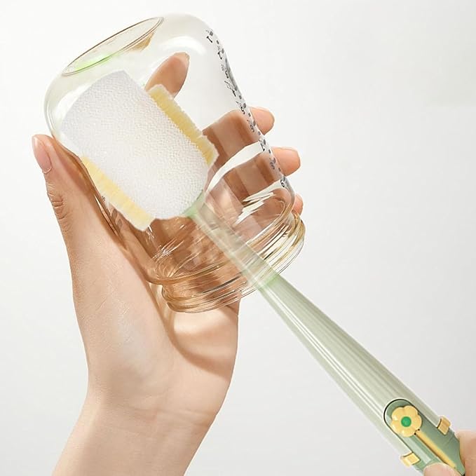 5 in 1 Bottle Cleaning Brush Set, 5‑in‑1 Multifunctional Bottle Cleaning Brush Set, Straw, Lid, Gap & Cup Brushes for Travel and Home Use (Green+Yellow)