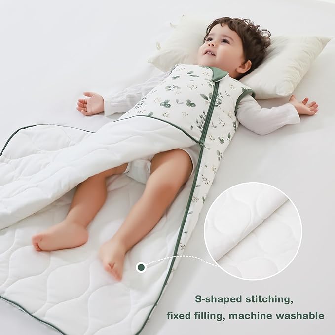 Mosebears Unisex Rayon Made from Bamboo Sleep Sack with 2-Way Zipper,2.5 Tog Baby Winter Sleep Sack(Plant,18-36 Months)