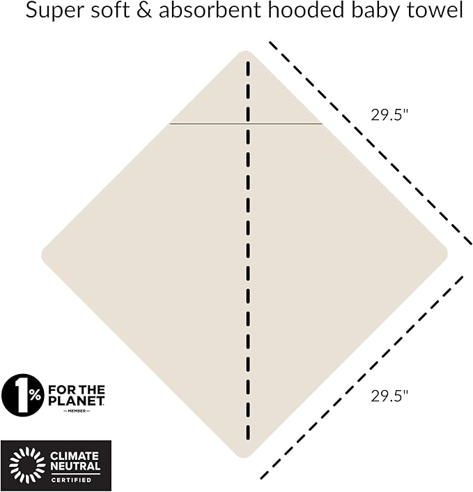 Pine & Palm Home Baby Hooded Towel - Rayon from Bamboo & Turkish Cotton - Super Soft & Absorbent Infant & Toddler Bath Towel (Pumice Stone)