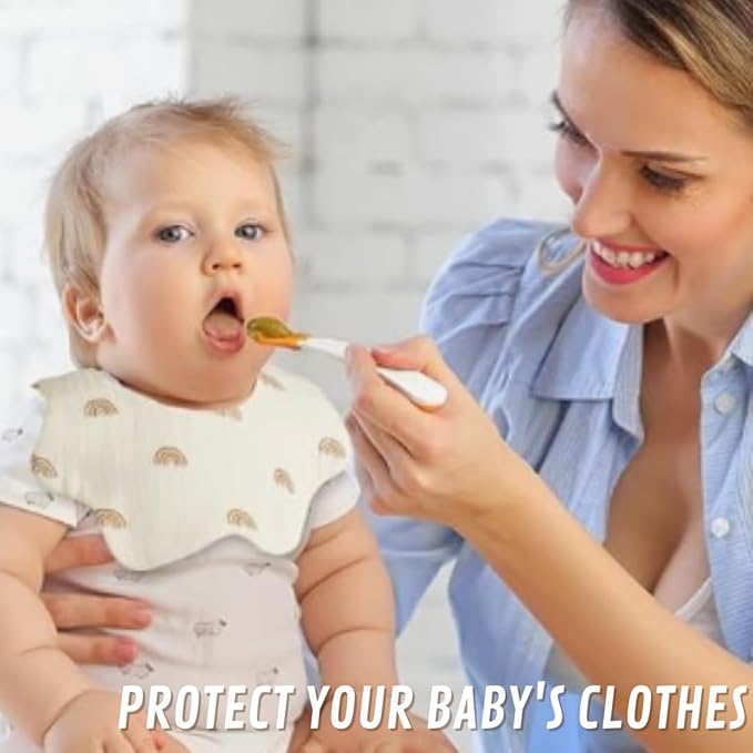 4 Pack Baby Bandana Bibs - Super Absorbent for Drooling & Teething - Soft, Flower Shape (0-24 Months)