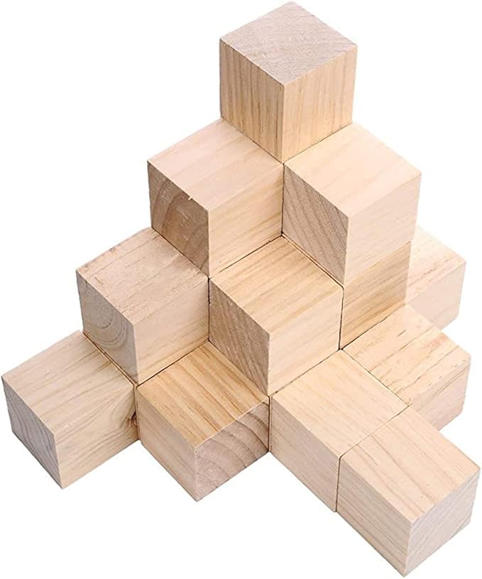 Unfinished Wooden Blocks 1 inch, Pack of 50,Small Wooden Cubes for Arts and Crafts – DIY - Photo Blocks- Plain Wooden Blocks
