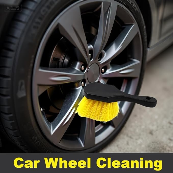 10-Piece Heavy-Duty Scrub Brushes Set with Bird Bath Scrubber and Crevice Tools for Outdoor, Kitchen, Bathroom, Tire & Wheel(Yellow)