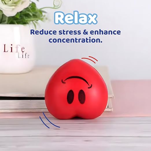 Neliblu Heart Stress Balls - Valentines Day Red Hearts 3" Smile Face Squeeze Hearts Shape Stress Ball - Fun Party Favors for Kids and Adults, 2 Dozen - Heart Shape Mini Foam Balls