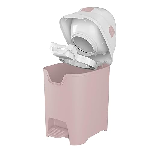 Foundations Mini Hands-Free Diaper Pail with Airtight Lid - Durable & Odorless Diaper Disposal, Large Capacity, Holds up to 30 Newborn Diapers, Refill with Any Bags - Pink