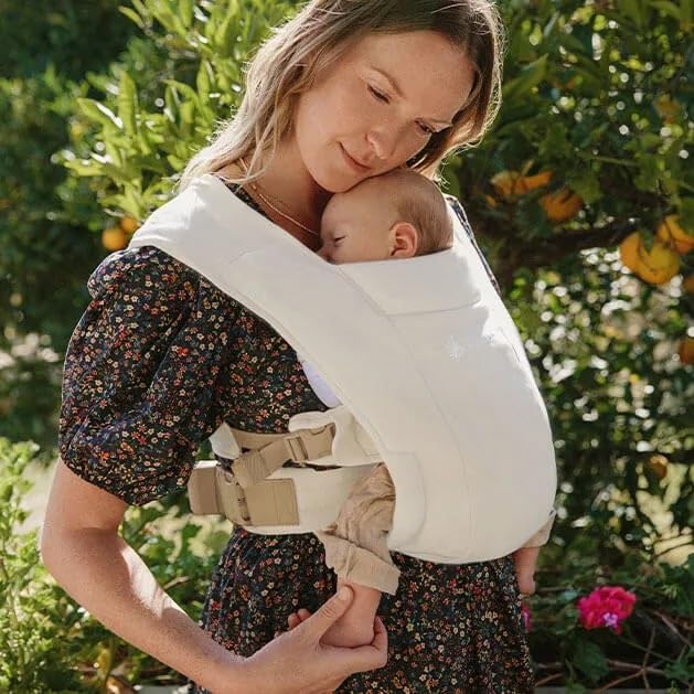 Ergobaby Embrace Baby Carrier Newborn to Toddler - Lightweight Ergonomic Baby Carriers - Cozy Essentials (7-25 Pounds), Ponte Knit, Cream