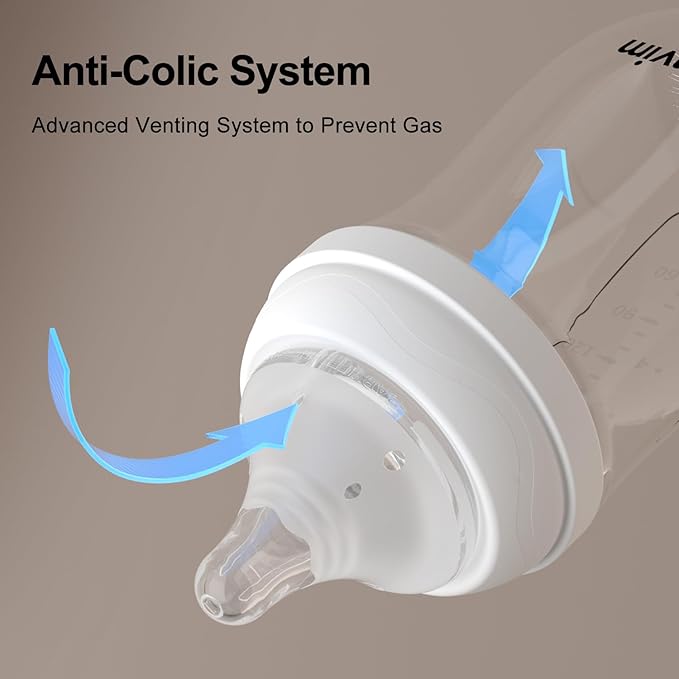 Natural Glass Baby Bottles Gentle & Extra Slow Flow, Newborn Breastfeeding Bottle with Anti Colic Nipple for 0 Months Babies, 3 Packs (White (5 Ounce), 1 Count (Pack of 3))