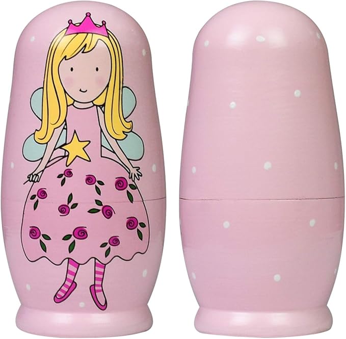 5 Pieces Cute Nesting Dolls Matryoshka Doll Russian Handmade Wooden Dolls Cartoon Angel Girl Pattern Toy Gift 6" Tall