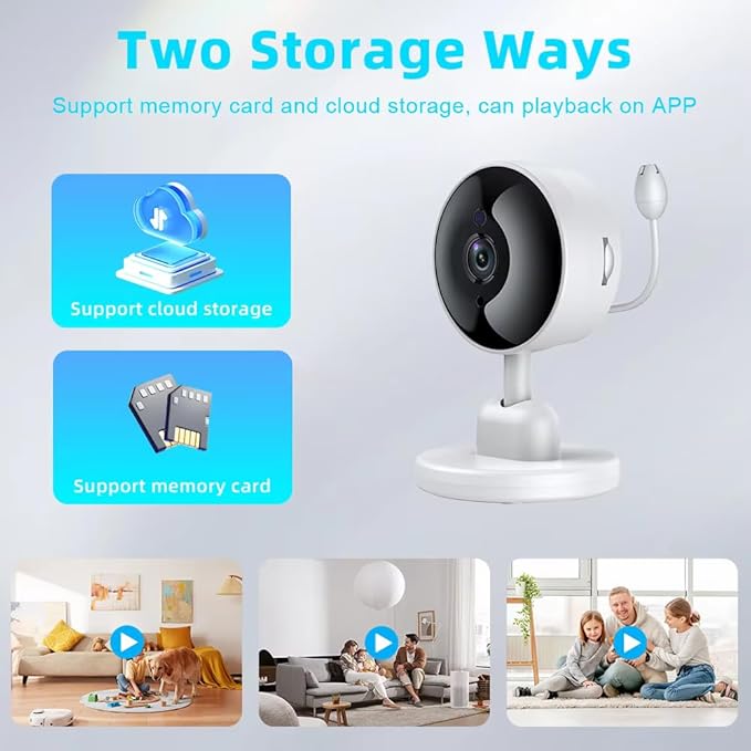 Security Camera for Home Baby Monitor, 1080p HD Video WiFi Indoor Camera with Motion Detection, 2-Way Audio Siren, Night Vision, Cry Detection/Temperature Detection