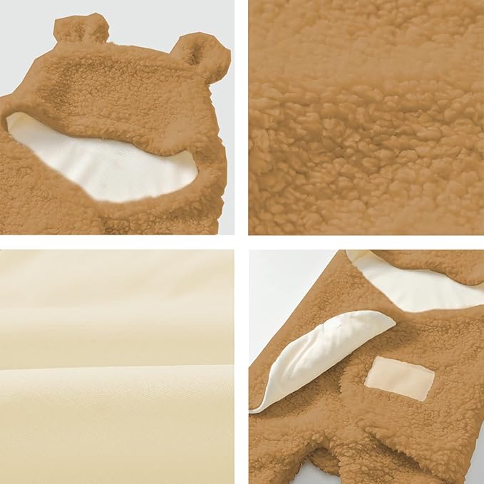 Baby Swaddle Blanket Boys Girls Cute Bear Plush Essential Receiving Blanket Ultra-Soft Newborn Registry Sleeping Wraps for Infant 0-6 Months - Brown