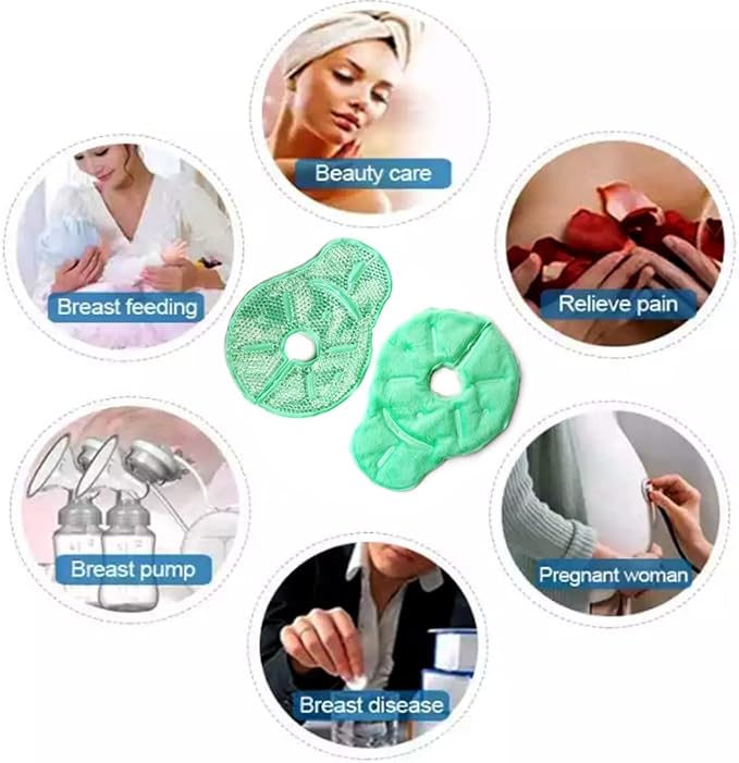 Reusable Breast Therapy Pack, Breast Ice Packs, Breastfeeding Essentials, for Breastfeeding Relief, Nursing Pain, Engorgement, Swelling Augmentation, Mastitis, Mastectomy Recovery, 2 Pack, Green