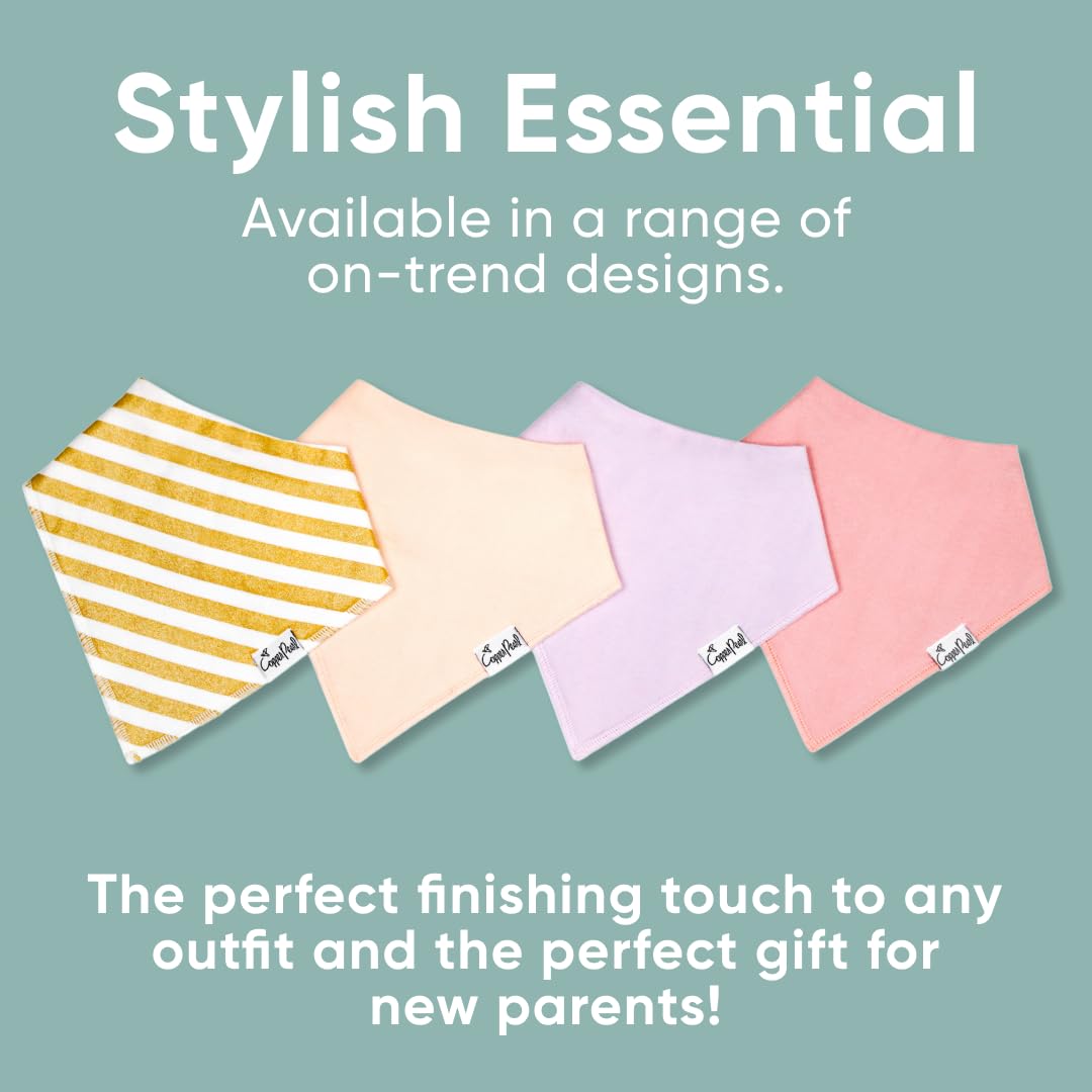 Copper Pearl 4 Pack Soft Cotton Baby Bibs for Drooling and Teething, Absorbent Drool Bibs for Baby Girl and Boy, Adjustable to Fit Newborns to Toddlers, Tons of Styles (Sweetheart)