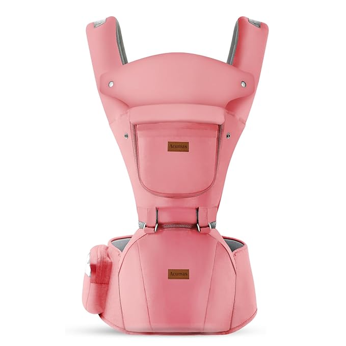 Baby Carrier with Hip Seat, Baby Carrier Newborn to Toddler, 6-in-1 Ways to Carry, All Seasons, Adjustable Baby Holder Carrier for Breastfeeding(Pink)