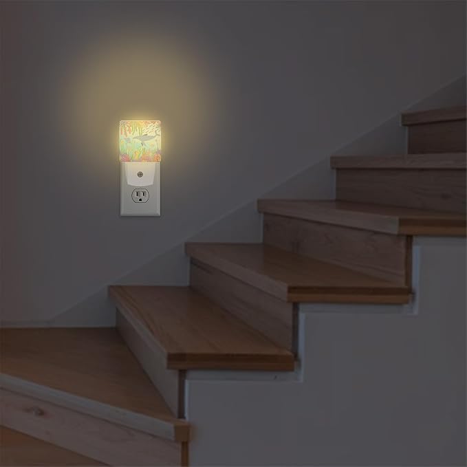 Sea Shark and Coral Plug in Night Light with Auto Dusk to Dawn Sensor,Warm Night Lights for Boys Girls Bedroom Bathroom Hallway Kids Room Gifts