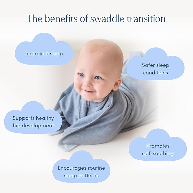 SleepingBaby Zipadee-Zip Transition Swaddle - Cozy Baby Swaddle Blanket with Zipper Convenience - Roomy Wearable Blanket for Easy Diaper Changes - Heather Grey, X-Small (3-6 Month)