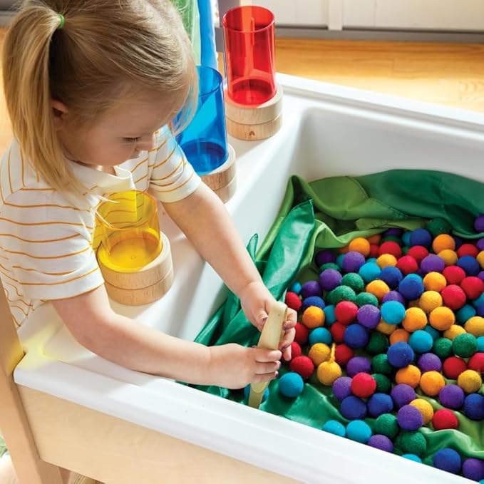 Guidecraft Sensory Table System with Lid for Kids - Sand and Water Table with Large Play Bin, Chalkboard, and Arch | Toddler Activity Center for Indoor and Outdoor Use