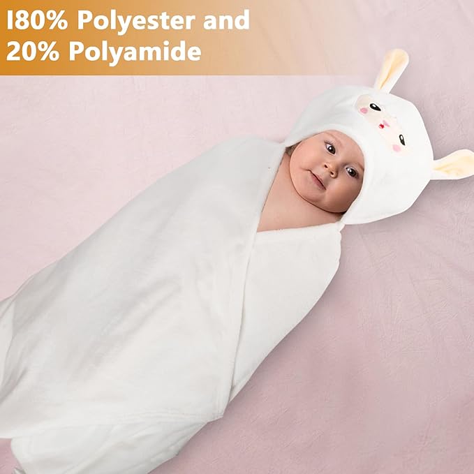 2 Pack Hooded Towel, 27.5 x 55 inch Absorbent Bath Towel for Babies, Soft Toddler Bath Towel, Thick Toddler Towels with Hood for Girls Boys,Yellow and White