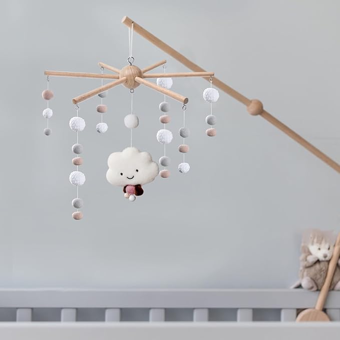 DIY Baby Mobile Kit, Hanging Frame Hanger for Crib, Decorative Natural Wooden Wind Chime Equipment for Infant Boy Girl Home Nursery Bedroom Ceiling Wall Balcony, Craft, Toy Bell Accessories Decor, N