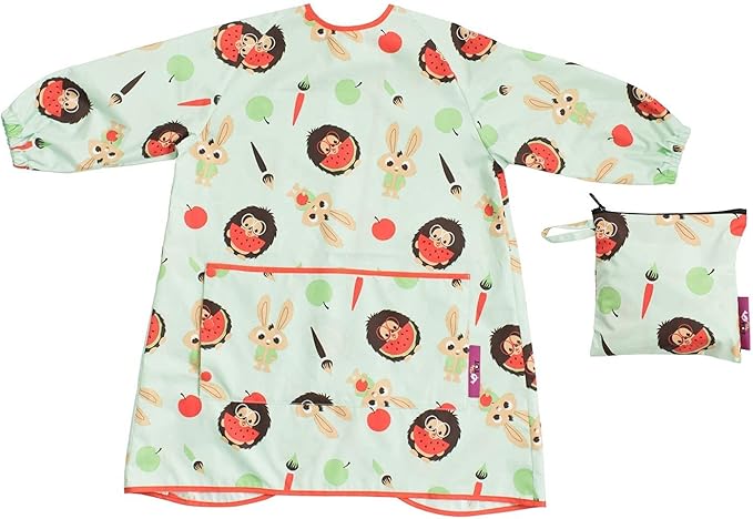 Tidy Tot - Long Baby Bib - Mess Proof Long Sleeve Feeding Smock with Large Food Catcher Pocket - Waterproof Bib