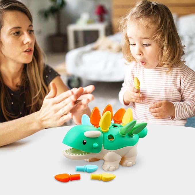 Baby Sensory Toys Toddler Montessori Learning Fine Motor Skills Toy for 6 9 12 18 Month One Year Old Boy Birthday Gift Kid Sorting Stacking Color Recognition Dinosaur Age 1 2 3 4 Educational Toys