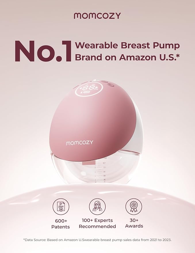 Momcozy Wearable Breast Pump, Hands Free Upgraded Mobile Flow | M9, App Discreet Control with Personalized Multi-Modes & 15 Levels, Wearable Breast Pump 24mm, 2 Pack Cozy Red